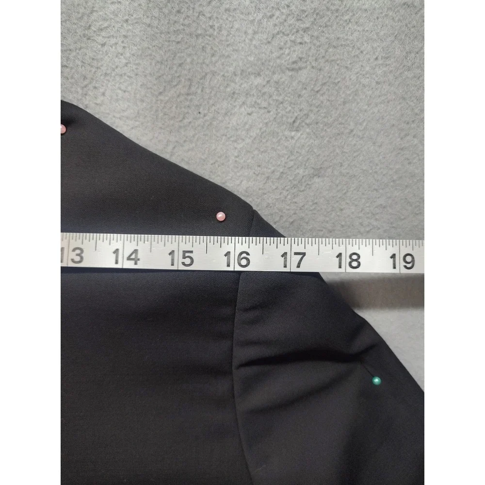 Olenich Black Asymmetrical Single Button Wool Blend Blazer Coat Womens Medium